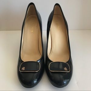 Ralph Lauren Patent Leather Wedges (Navy)